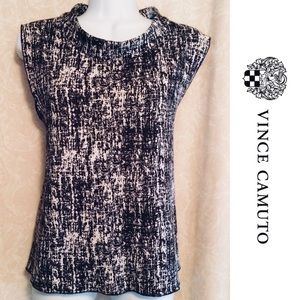 Vince Camuto Black & White Abstract Print Top